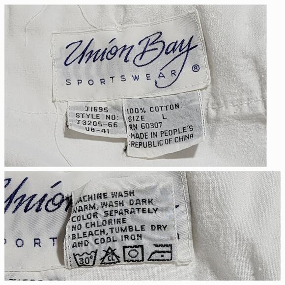 Vtg UnionBay Sportswear L Womens Jogger Pants White Pockets Barrel Y2K 90s - Picture 3 of 12